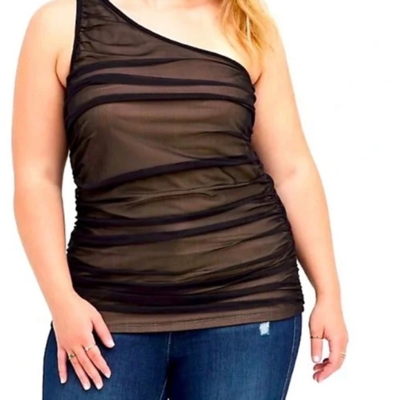 Torrid Size 4X Black Mesh One Shoulder Foxy Cami Top - Picture 1 of 5